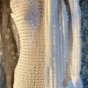 Cream Textured Smocked Top